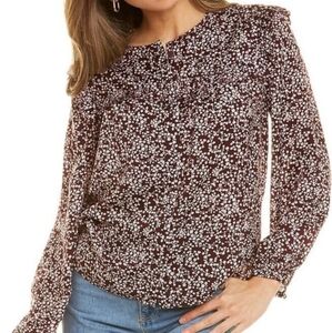 Rebecca Minkoff Selandra Maroon Floral Blouse